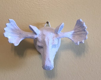 Hand made Resin Deer / Moose Head in white