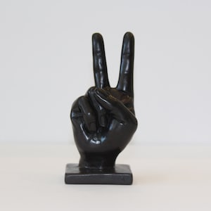 Peace Sign Hand Symbol Sculpture Chocolate-Black image 1