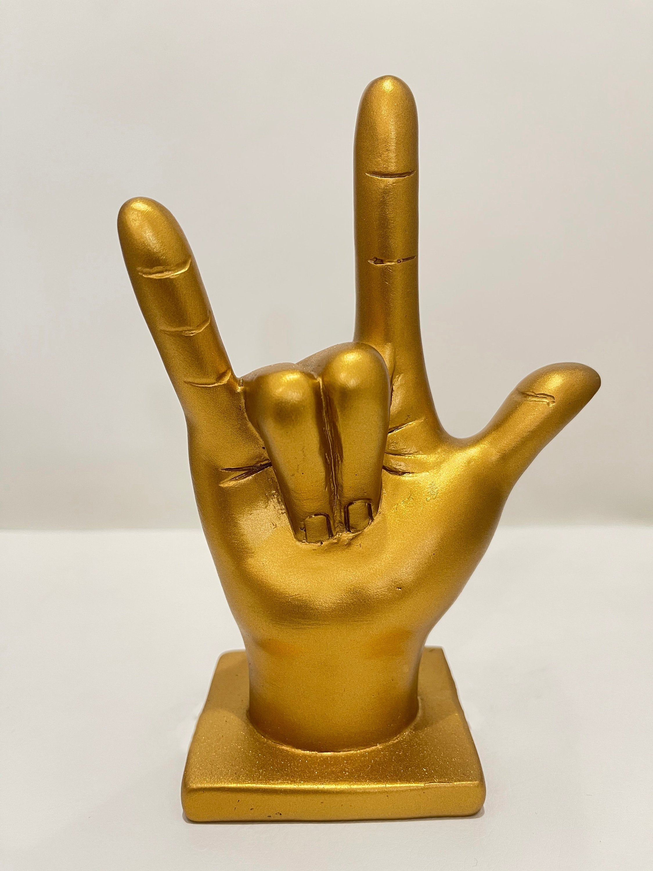 I Love You-hand Symbol-asl-gold- Tabletop Shelf Decor
