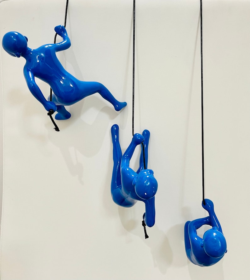 CLIMBING WALL ART 3 Piece Blue Climbing Man Rock Climbing Etsy