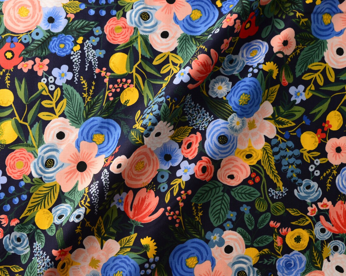 Garden Party Navy Rifle Paper Co Fabric Etsy