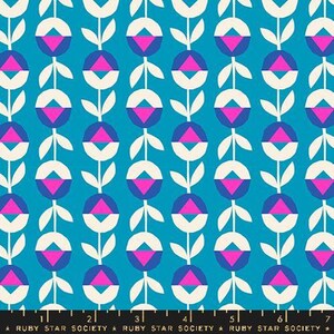 Eye Candy "Flower Chain" in Cerulean by Ruby Star Society Fabric
