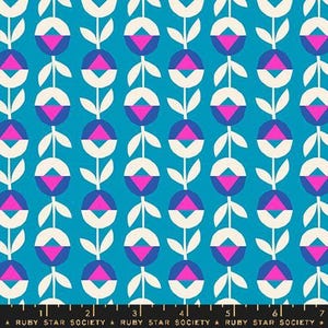 Eye Candy "Flower Chain" in Cerulean by Ruby Star Society Fabric