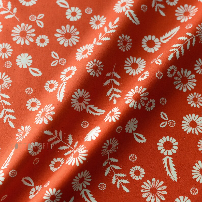 Golden Hour Daisy Ruby Star Society Fabric Warm Red