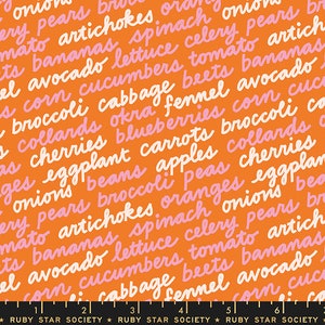 Food Group | In Season Text (Burnt Orange) | Ruby Star Society Fabric