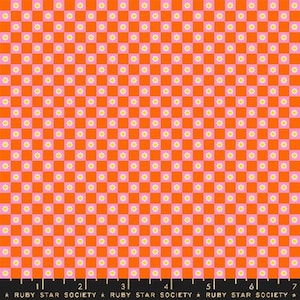 Animal Animal “Flower Check” in Goldfish by Ruby Star Society Fabric