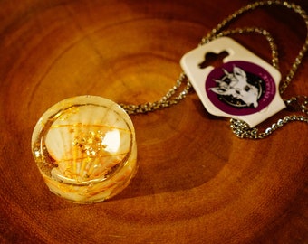Scallop Seashell Necklace w/ Citrine Gemstones + Gold Wire | Sea Lover Ocean Art | Epoxy Resin