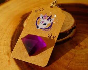 Epoxy Resin Art Charm Pin | Matte Purple Diamond | Gem Shaped Accessory 3D