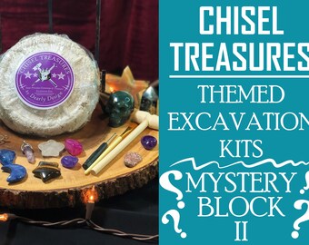 CHISEL TREASURES | Mystery Block II | Surprise Box | Semi-Precious Gemstone & Crystal Excavation Kits | Unearth Your Own Mementos!