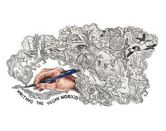 Writing The Vegan Wor(l)d (signed art print)