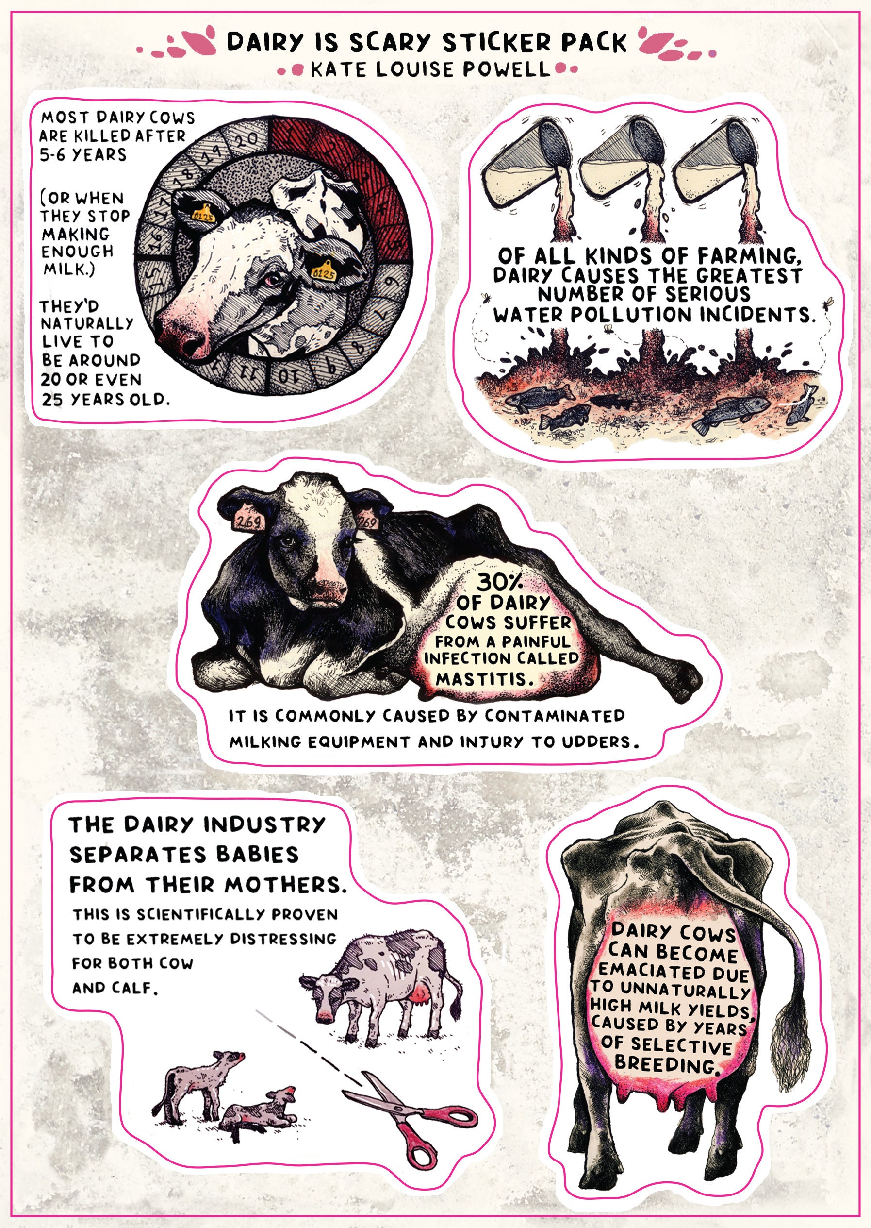 Dairy is Scary Sticker Pack x10 Designs Etsy