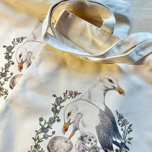 Gull Family organic cotton tote bag