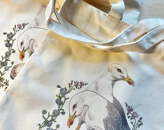 Gull Family organic cotton tote bag