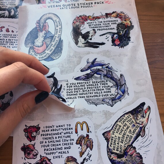 Vinyl Vegan Quote Sticker Pack X10 Designs