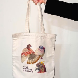 Give Pigeons A Chance organic cotton heavyweight tote bag