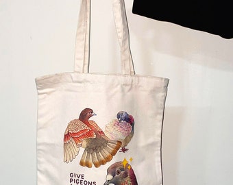 Give Pigeons A Chance organic cotton heavyweight tote bag