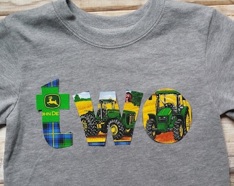 Boy Two John Deere Birthday Shirt-John Deere Birthday Party-John Deere Tractor Birthday Shirt-Toddler Boy Two Birthday-John Deere Bday Party