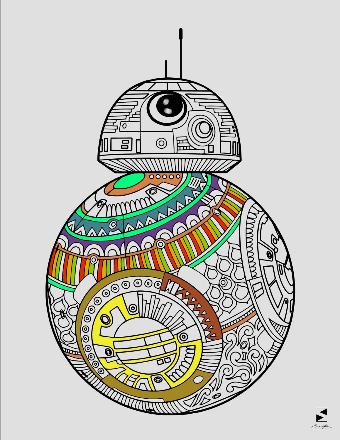 Star Wars Coloring Page BB8 Coloring Page Printable | Etsy