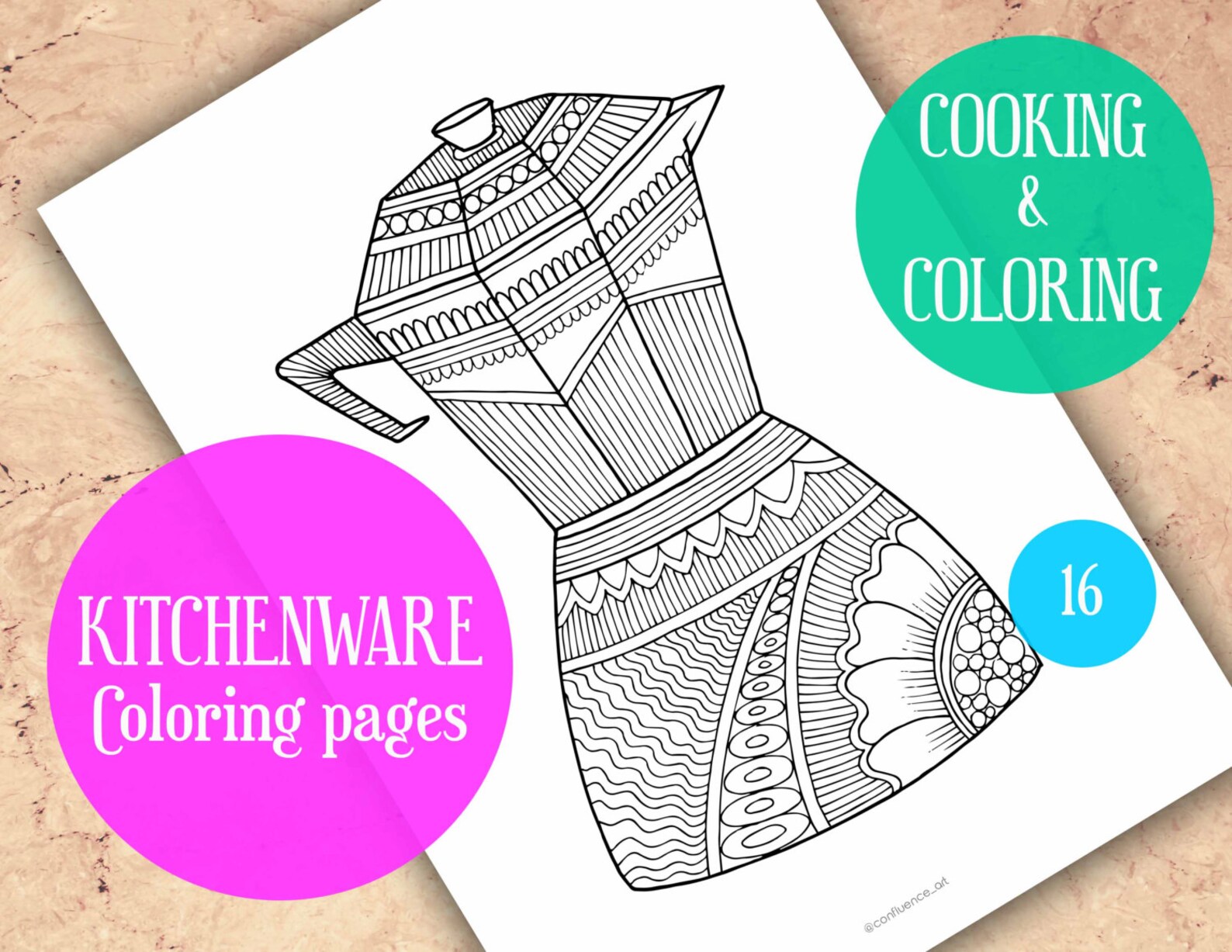 Mocha Caffe mocha Adult Coloring Page Zentangle coloring | Etsy