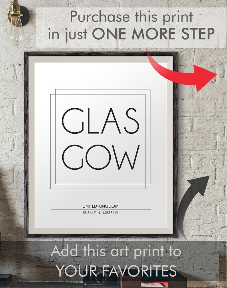 Glasgow City Print Glasgow Poster City Names Print DIGITAL ...
