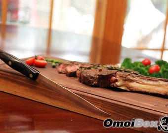 Walnut Wood Serving Board | Magnetic Steak Serving Board | Personalized Steak Board | OmoiBox Visionary Creations