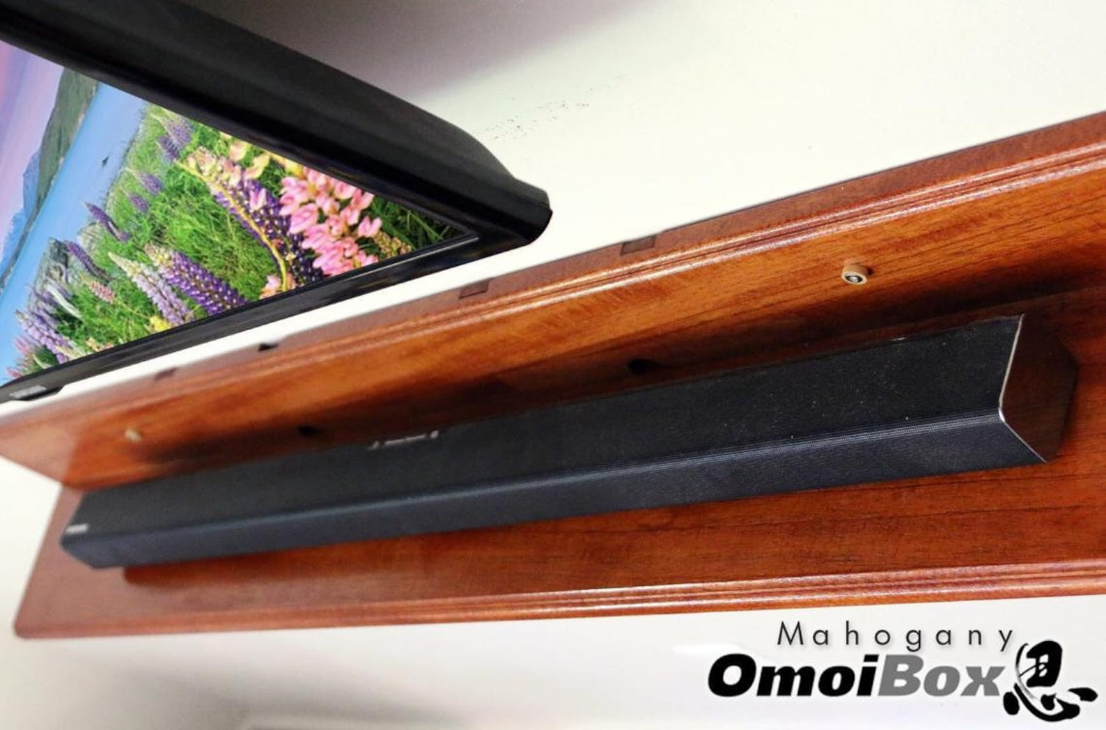 Mahogany Wood Floating Soundbar Shelf Sound Bar Stand Soundbar Wall