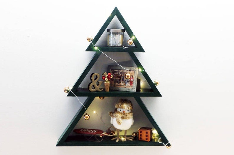 Wooden Christmas Tree Shaped Shelf Custom Design and Size Etsy