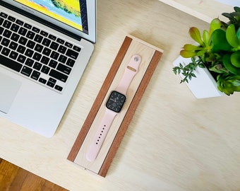 Soporte de carga del Apple Watch - Madera de arce y caoba - Base para cargador, estación de carga, soporte / Diseño personalizado OMOIBOX