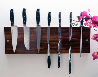 Portacuchillos magnético personalizado para pared / Portacuchillos de madera extra grande / Tira magnética para cuchillos / OmoiBox Visionary Creations