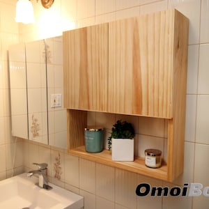 Wall Mount Bathroom Cabinet - Two Doors and Open Shelf Design - Custom Cabinet | OmoiBox Visionary Creations