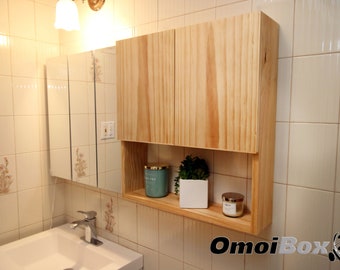 Wall Mount Bathroom Cabinet - Two Doors and Open Shelf Design - Custom Cabinet | OmoiBox Visionary Creations