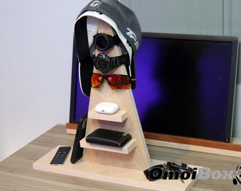 Desk Dude - Organizador de madera para hombre - Estación de acoplamiento - Organización de escritorio - Mesita de noche de valet de madera - Organizador de madera. Regalos de madera para hombres