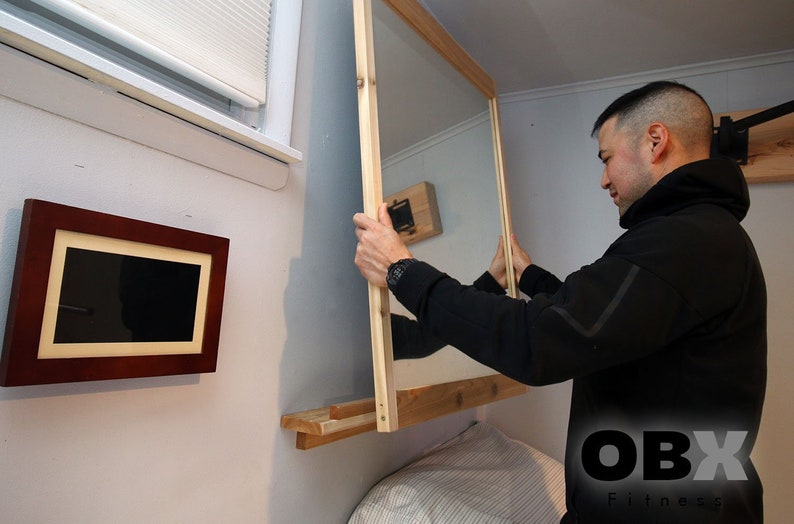 Home Gym Mirror Frame Large Workout Mirror Wooden Mirror Etsy