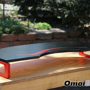 Support de moniteur en bois | Support de moniteur incurvé pour bureau | Support pour moniteur d'ordinateur | Support d'ordinateur pour bureau | Sur commande