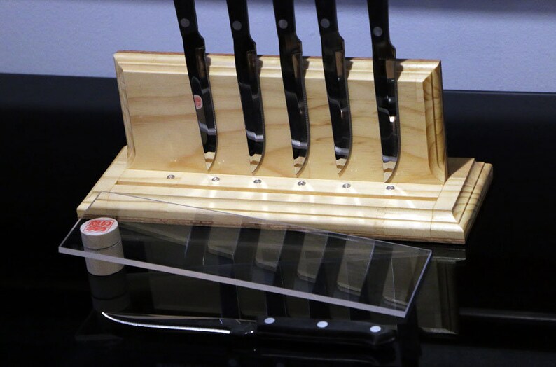 Standing Wooden Steak Knife Holder Custom and Etsy