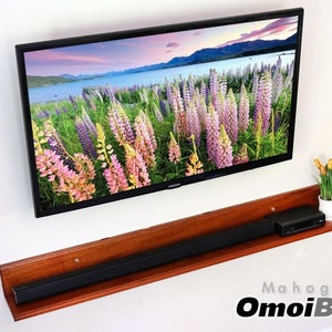 Mahogany Wood Floating Soundbar Shelf | Sound Bar Stand | Soundbar Wall Shelf | Made To Order | OmoiBox Visionary Creations