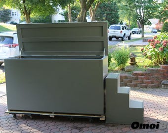 Mesa de hidromasaje Kyo-Dai, caja de almacenamiento y escaleras