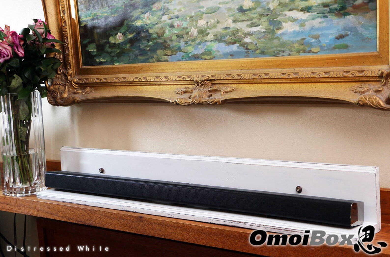 White Floating Soundbar Shelf Sound Bar Stand Soundbar Wall Shelf Made