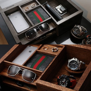 Wooden Watch Box For Men - Secret Hidden Compartment - Best Custom Storage Box - Customization Personalization. wooden gifts for men