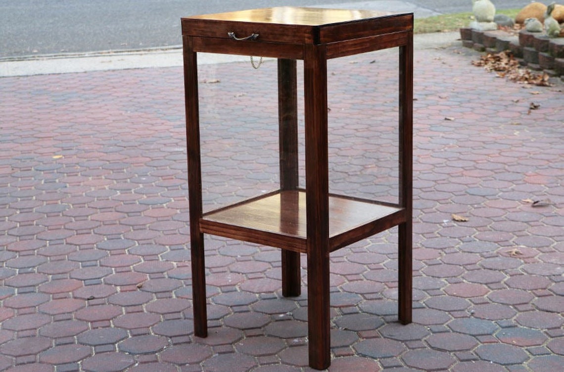 Glass Display Table with Glass Top And Removable Wood Table Etsy