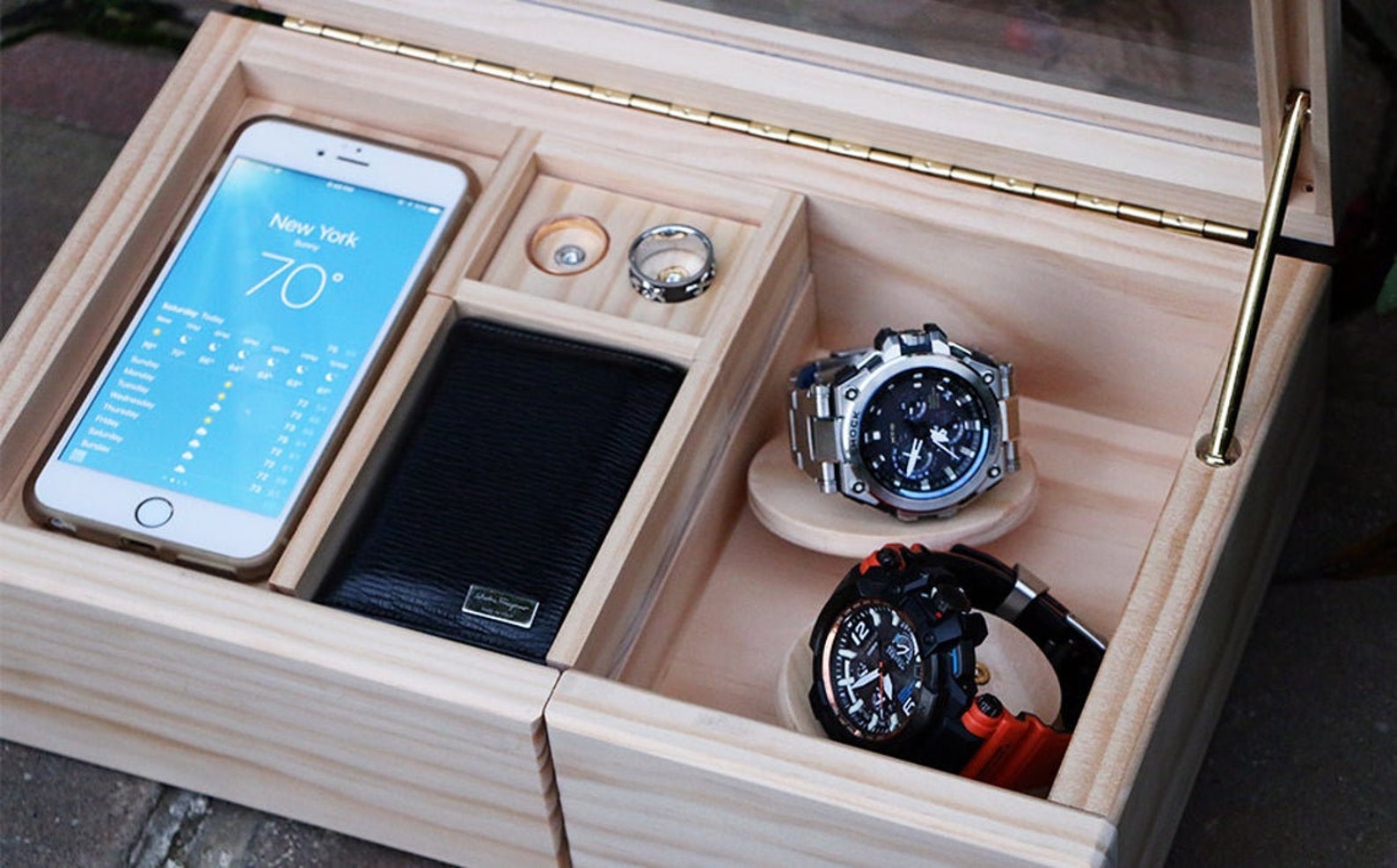 Wooden Watch Box for Men Secret Hidden Compartment Best Etsy