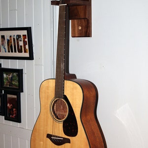 Walnut Wood Guitar Stand For Wall - Best Guitar Wall Hanger - Decorative Guitar Keeper | Gifts For Musicians - Custom.wood guitar stand