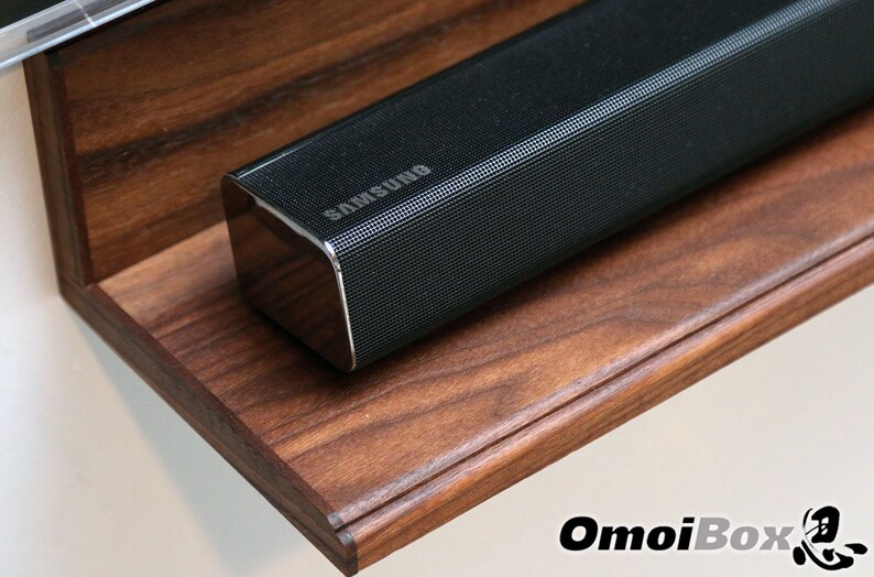 Walnut Wood Floating Soundbar Shelf Sound Bar Stand Soundbar Wall Shelf
