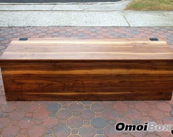 Banco de almacenamiento de nogal / Bancos de almacenamiento personalizados / Banco de almacenamiento con tapa abatible / OmoiBox Visionary Creations
