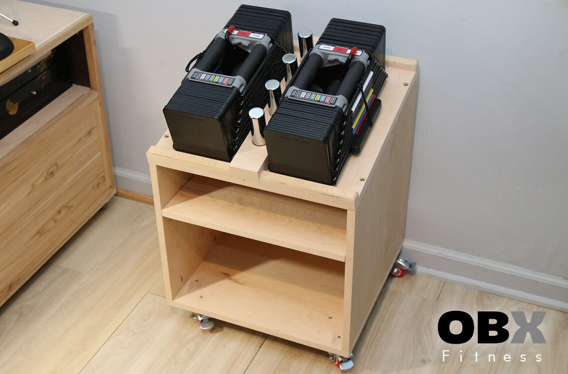 PowerBlock Storage Stand With Wheels Maple Wood Weight Rack Etsy