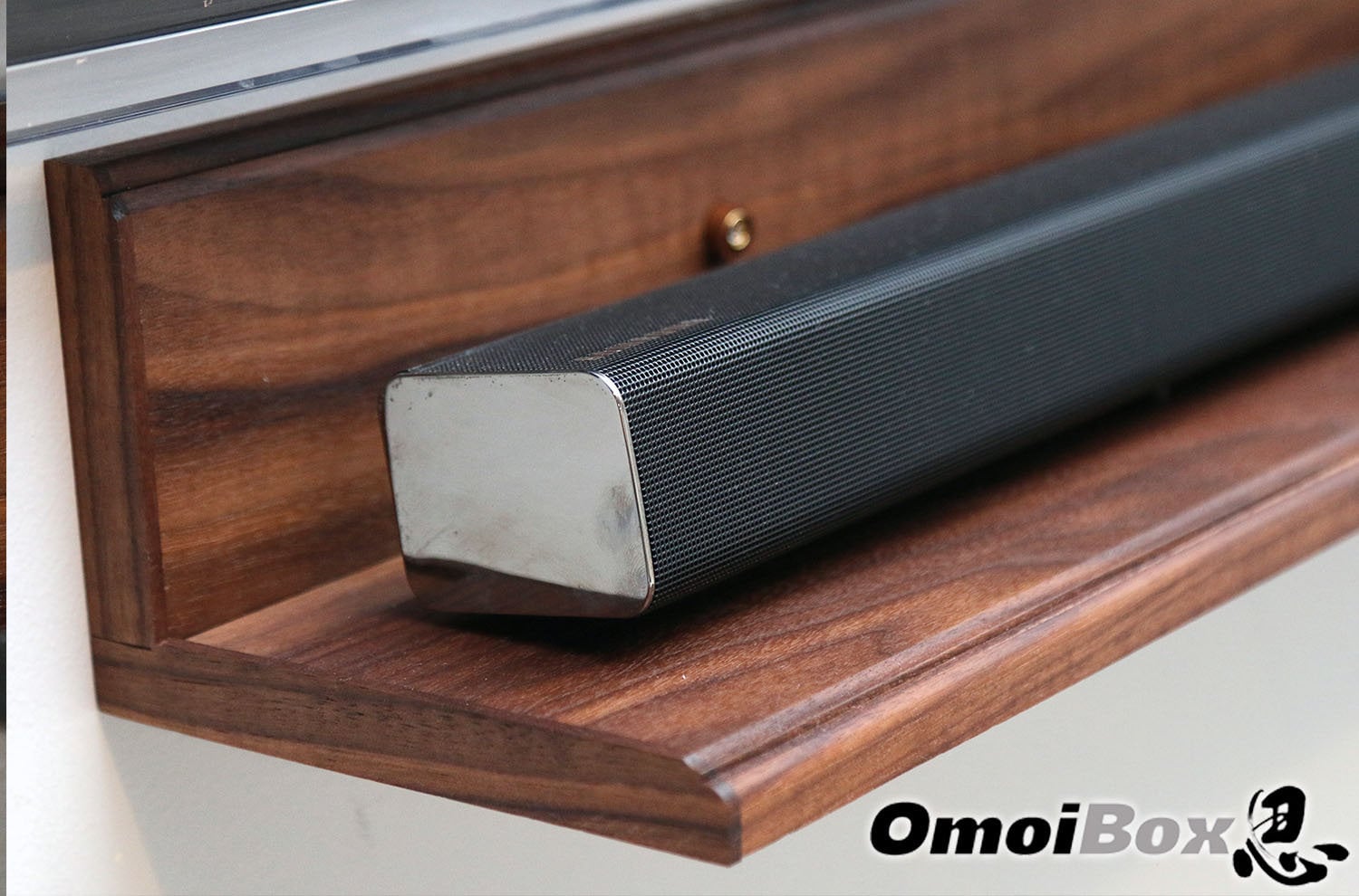 Walnut Wood Floating Soundbar Shelf Sound Bar Stand Soundbar Wall