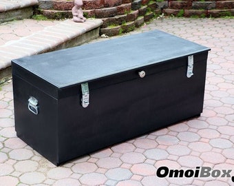 Black Storage Bench With Lock | Custom Storage Benches | Flip Top Storage Bench | OmoiBox Visionary Creations