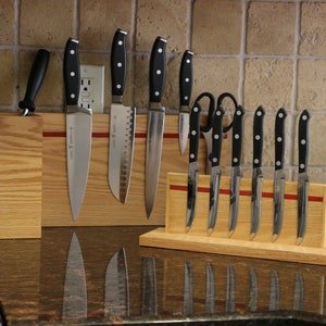 5.5“ Steak Knife Block Holder without Knives with 8 Slots - Eco-friendly  Wooden Steak Knife Storage Block only - Space Saver-Compact Design Steak