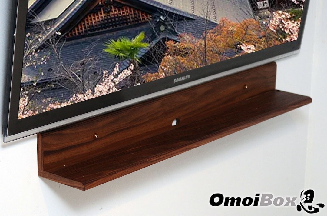 Walnut Wood Floating Soundbar Shelf Sound Bar Stand Soundbar Wall Shelf