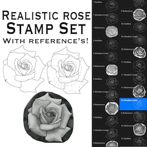 Realistic Roses | Procreate Stamp Brush Set
